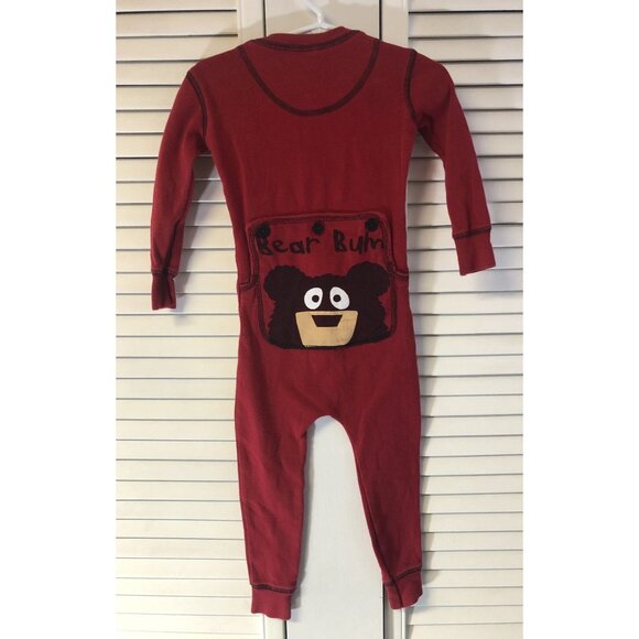 Lazy one Size 2T One Piece red Flap Pajamas Bear Bum - Picture 4 of 5